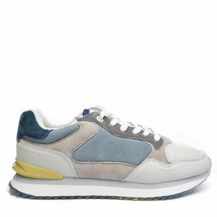 HOFF SEATTLE GRAY BLUE LEATHER TENNIS SHOES WITH LACES AND REMOVABLE ...