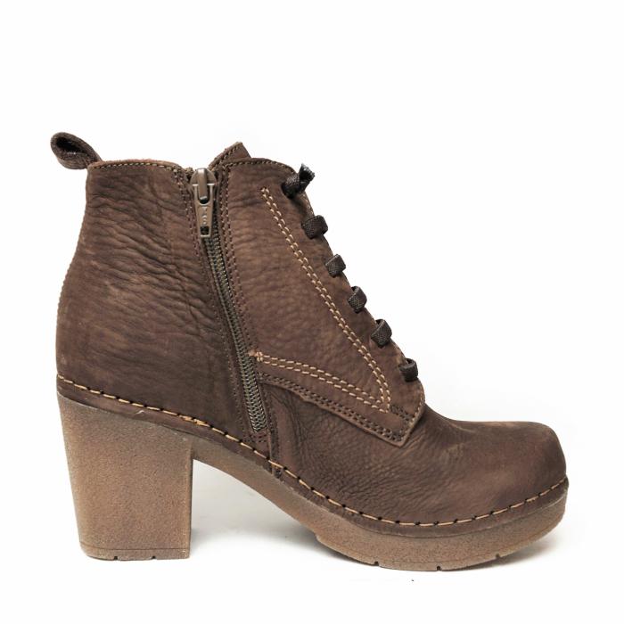 JUNGLA WOMEN'S ANKLE BOOT IN COFFEE BROWN LEATHER WITH ELASTICS AND ZIPPER - photo 2