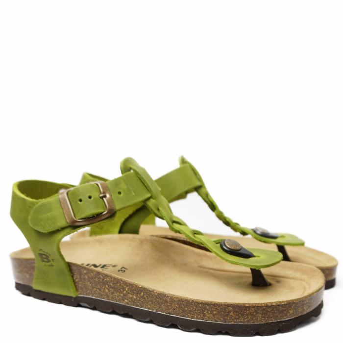 BIOLINE THONG SANDAL IN WOVEN OILY LEATHER